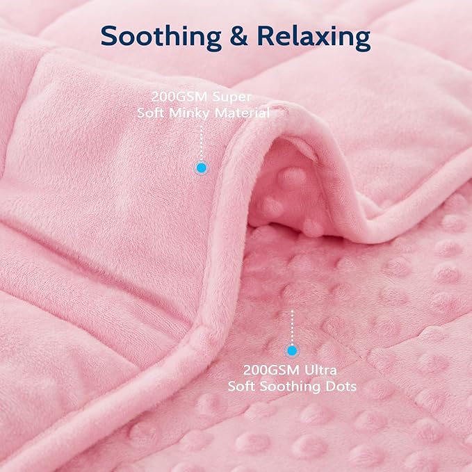 L'AGRATY Weighted Blanket for Adult - 60"x80" 20lbs Minky Dots Heavy Blanket with Glass Beads Soft Breathable for All-Season Summer Fall Winter Thick Comfort for Sleeping