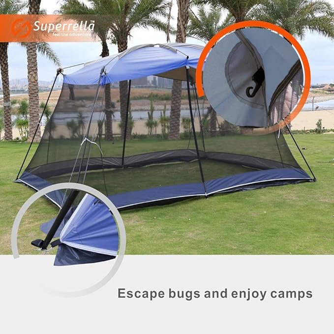 Screen House 13x9 Ft Canopy Tent Sun Shade Shelter Perfect for Outdoor Activities, Blue