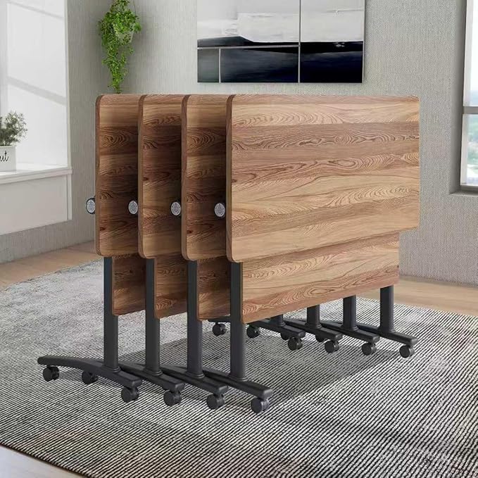 2Packs Conference Room Table Foldable, Rectangular and Space-Saving Desk for Meetings, Offices, and Classrooms Heavy Duty, Sturdy Construction Easy Setup (Light Walnut 47.2*23.6*29.5Inch)