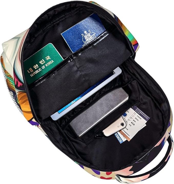 Polyester Daypack Backpack for Sports Travel Running, Big Capacity Anti-Theft Multipurpose Carry On Bag, Colorful Pit Bull Dog Art Laptop Book Bag Rucksack