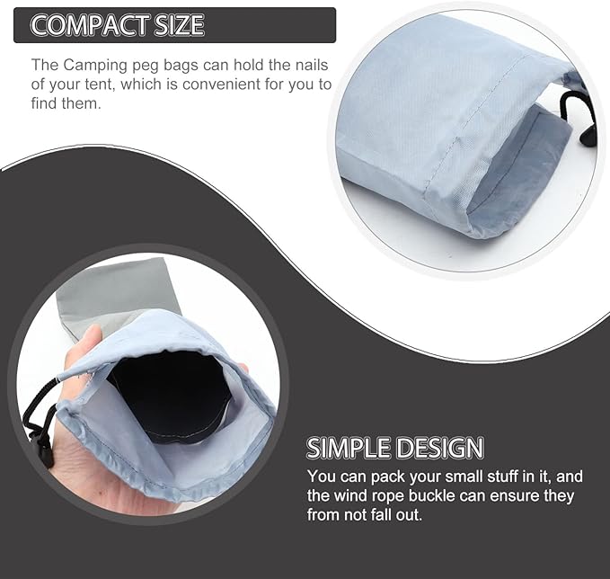 Gatuida 2Pcs Camping Tent Stakes Bag Heavy Duty Stakes Oxford Cloth Pouch Portable Outdoor Camping Spikes Storage Peg Bag Fishing Rod Pouch