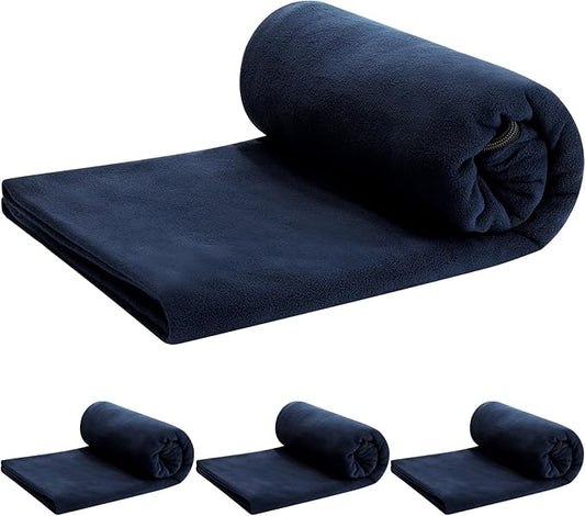 Mixweer 3 Pcs Fleece Sleeping Bag Liner for Adult Warm or Cold Weather 75" Adds 12 Degrees Fahrenheit More Warmth Zippered Camping Blanket Liner with Bag for Adult Travel