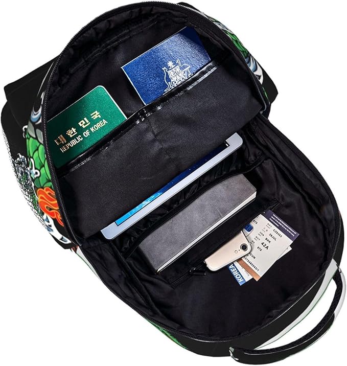 Men Women Polyester Dragons Of The Orient Yin Yang Art Daypack Big Capacity Shoulder Bag With Smooth Zippers for Hiking Work Walking Cycling