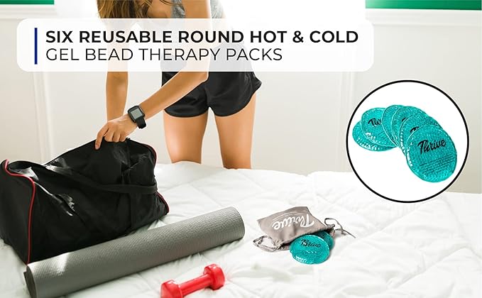 Thrive Round Hot & Cold Ice Packs (6 Pack) – FSA HSA Approved - Reusable Gel Bead Ice Pack w/Cloth Backing – Cold Packs for Injuries, Tired Eyes, Sinus Relief (Mint)