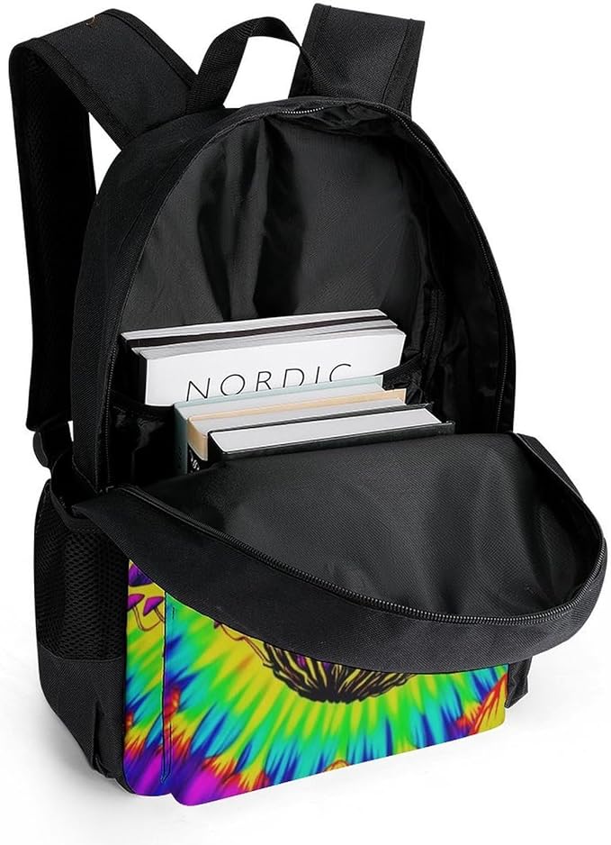 Backpack Lightweight Anti-Theft Multipurpose Psychedelic Mushrooms Tie Dye Art Shoulder Bag Large Capacity Travel Hiking Backpack With Padded Straps