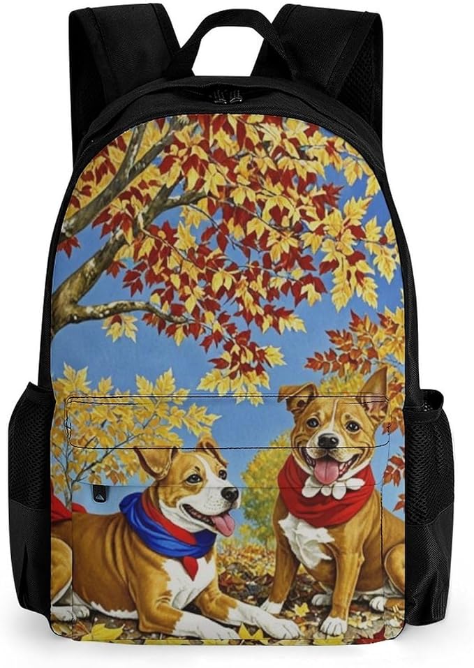 Daypack Anti-Theft Multipurpose Large Capacity Shoulder Bag, Happy Cute Dogs Baseball Travel Hiking Camping Rucksack With Smooth Zippers