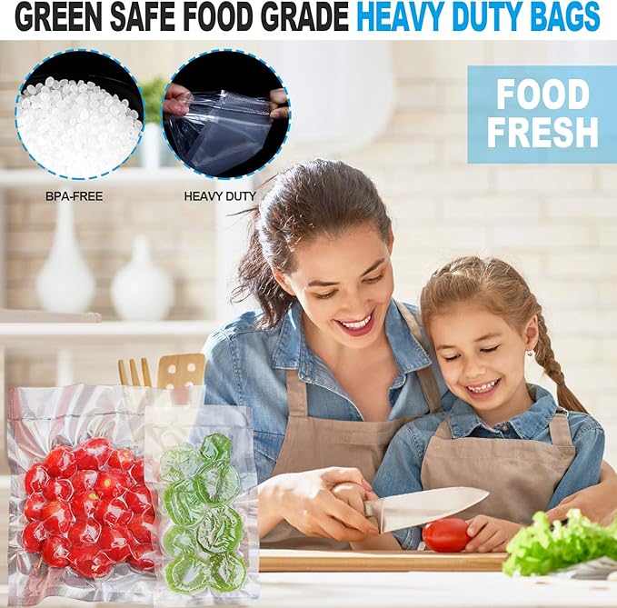 CANLENPK 4x8 Inch/10x20cm Vacuum Seal Bags,Small Precut Food Storage Sealer Bag,Seal Meal Snack Fruit Nut Tea Cookie Bean,Boil Steam Heat Freezer Sous Vide Grocery Sealable Bag(100PCS)