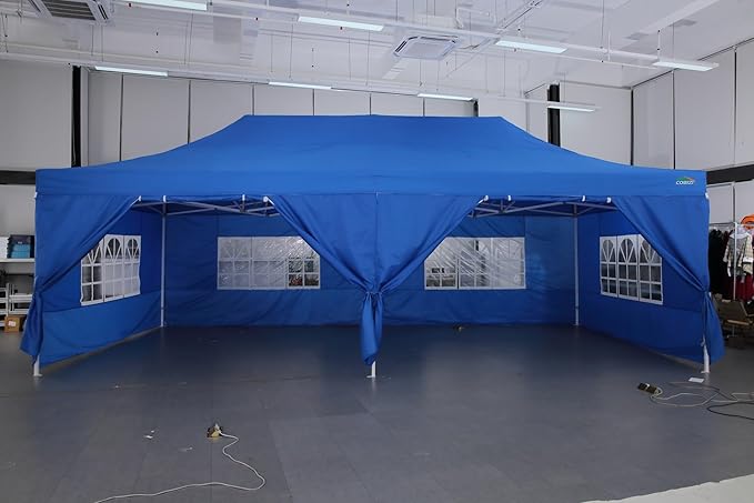 COBIZI 13x26 Pop Up Canopy with 6 Sidewall,Heavy Duty Canopy UPF 50+ All Season Wind Waterproof Commercial Outdoor Wedding Party Tents for Parties Canopy Gazebo with Roller Bag(13 x 26 ft Gray)