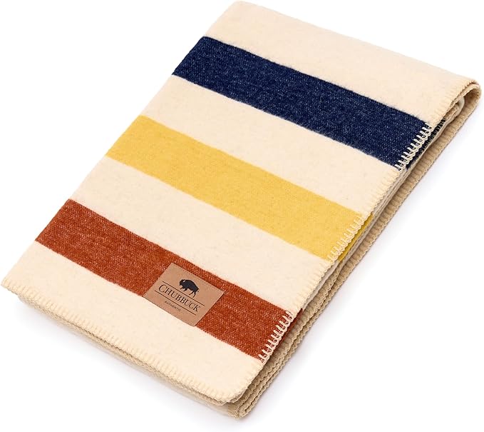 Chubbuck 100% Wool Blanket Camping (60" x 84") - Large Warm Blanket for Camping, Emergency, Outdoor Concerts and Home Use - Fire Retardant, Soft and Warm Blankets for Winter (Lighthouse)