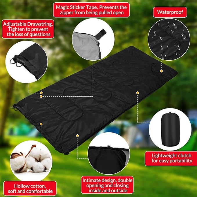 Macarrie 12 Pack Camping Sleeping Bags for Adults Bulk Cold Weather Kids Sleeping Bag Homeless Lightweight Waterproof Compression Sack for Backpacking Traveling Hiking Outdoor