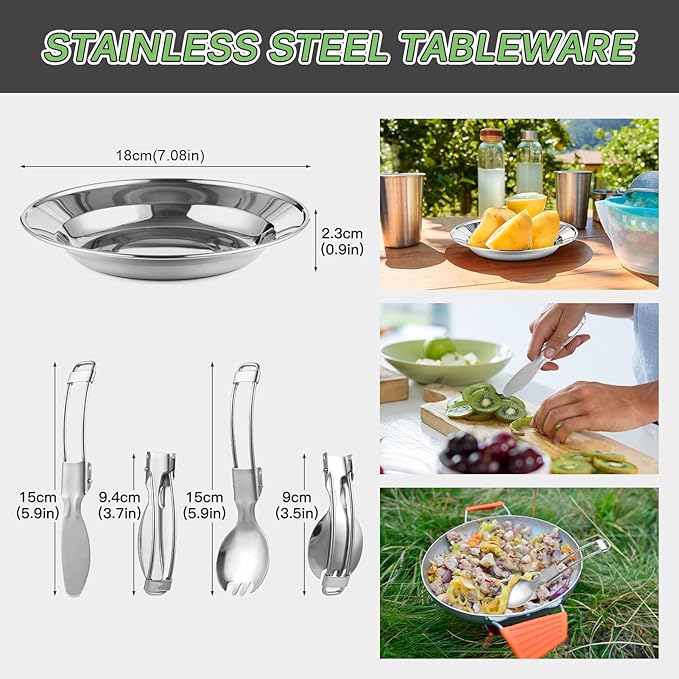 20PCS Camping Cookware Set Portable Lightweight Aluminum Pot Pan Kettle Utensils Kit for Outdoor Hiking Backpacking Picnic