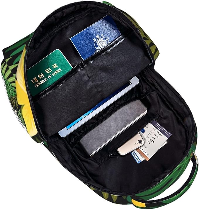 Men Women Lightweight Hawaii Tropical Flowers And Jungle Palms Art Casual Daypack Big Capacity Bookbag With Padded Straps for Gym Travel Walking Cycling