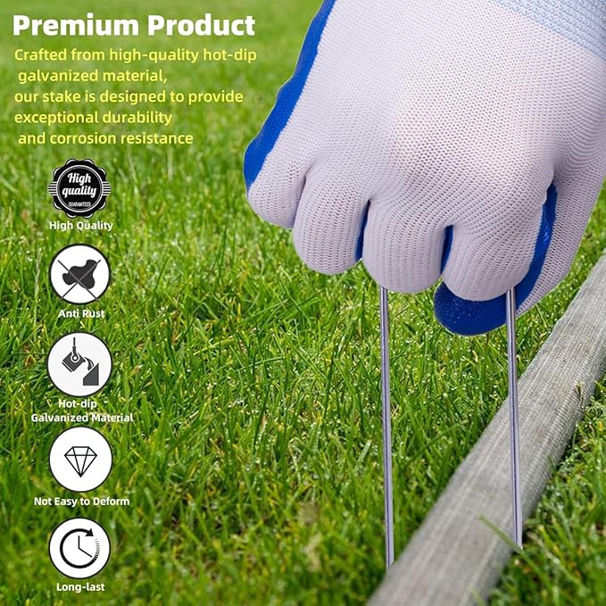 6 Inch 150 Pcs Hot-dip Galvanized U-Shaped Garden Stakes, Landscape Staples, Ground Stakes, for Decoration Weed Barrier Fabric, Irrigation Tubing, Holding Fence, Tarpaulin (150, 6 INCH)