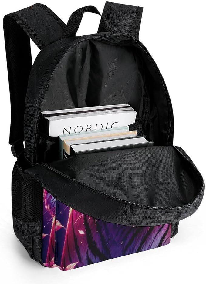 Men Women Lightweight Beautiful Flower Wild Animal Tiger Abstract Art Daypack Bookbag Big Capacity Carry On Bag With Side Pockets for Camping Travel Bicycle