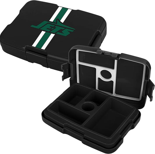 FOCO NFL Unisex-Adult Officially Licensed Team Color Stripe Primary Logo Football Leak Proof 5 Compartment Bento Lunch Box - New York Jets