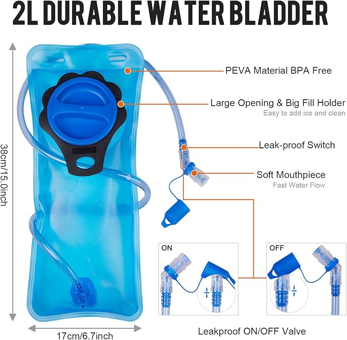 G4Free Insulated Hydration Backpack Pack with 2L BPA Free Bladder for Outdoor Running Hiking Cycling Camping