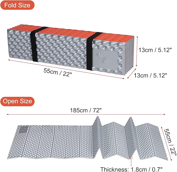 PATIKIL Closed Cell Foam Sleeping Pad Insulated R-Value 2.1 Foldable Sleeping Pad Lightweight Sleeping Mat for Camping Backpacking Hiking Outdoor
