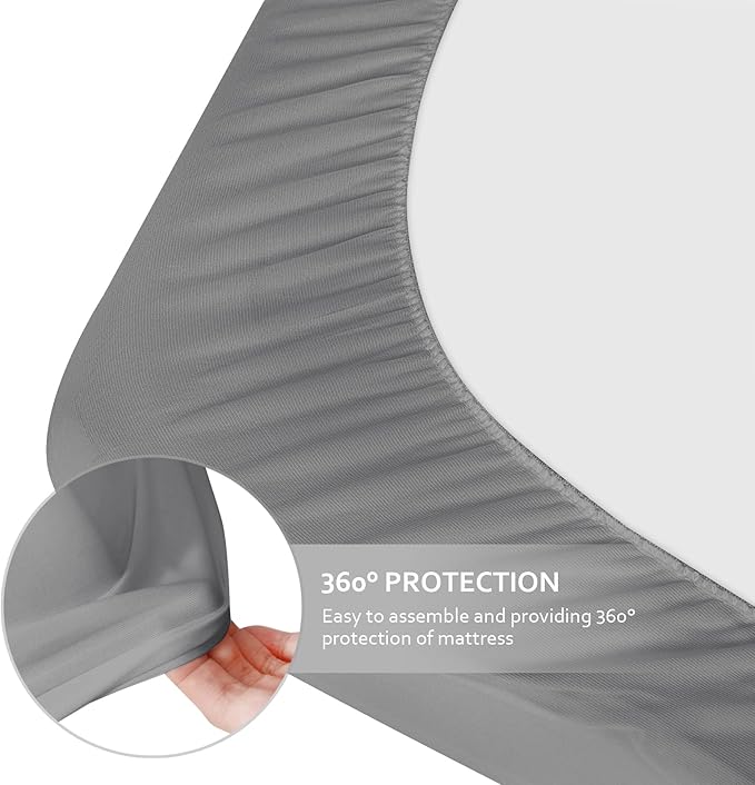 Cot Sheets 31" x 75"(Sheet Only), Cot Fitted Sheet Ultra Soft and Breathable Snug Fit for Narrow Twin Mattress/RVs Bunk/Guest Beds/Army Cots/Trifold Mattress/Travel Size Mattress Grey