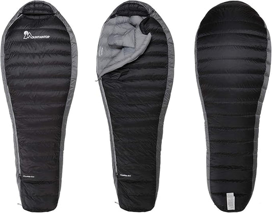 Mountaintop Down Sleeping Bag, 15F 650 Fill Power - Ultralight Compact Portable Hiking Camping Sleeping Bag with Compression Sack for Adults, Teens