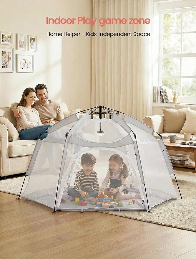 Porayhut Large Pop Up Play Tent for Kids, 78" Instant Toddler Playhouse with Removable Floor & UV50+ Sun Shade, 360° Mesh Mosquito-Free Tent for Indoor Outdoor Beach Backyard, Fits 4 Kids