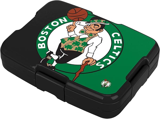 FOCO NBA Unisex-Adult Officially Licensed 2-Tone Big Logo Team Color Basketball Leak Proof 5 Compartment Bento Lunch Box - Boston Celtics