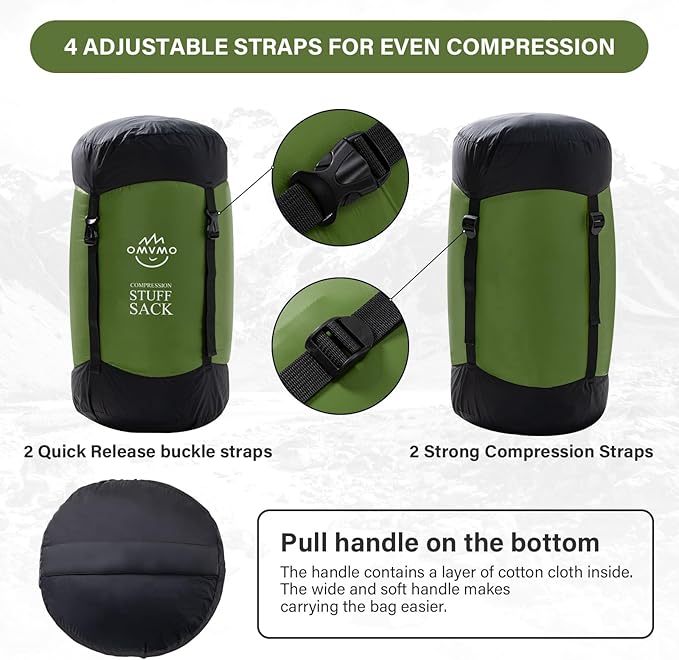 Compression Sack, 12L/19L/32L/46L/53L Water-Resistant Sleeping Bag Stuff Sack,Anti-Tear Ultra Light 400T 20D Nylon Storage Bag,Space Saving Gear for Camping Hiking Travel 1Pcs