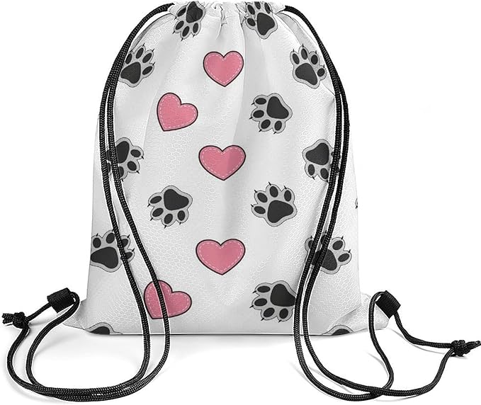Yoga Drawstring Bag Gym Sackpack String Backpack Waterproof for Sports Beach Swimming Lightweight Men Women, Cat And Dog Paw Print With Claws Bags