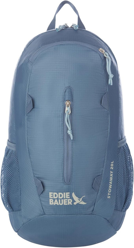 Eddie Bauer Stowaway Packable Backpack | Travel | Outdoor | Lightweight | Foldable | Durable | Ripstop Polyester | 20L - Blue Tile
