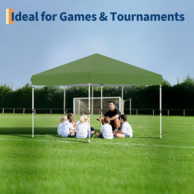 10x10 Pop Up Canopy Tent Outdoor Canopy with 1 Removable Sidewall One-Person Set Up Heavy Duty Commercial Instant Tent Shelter-Green