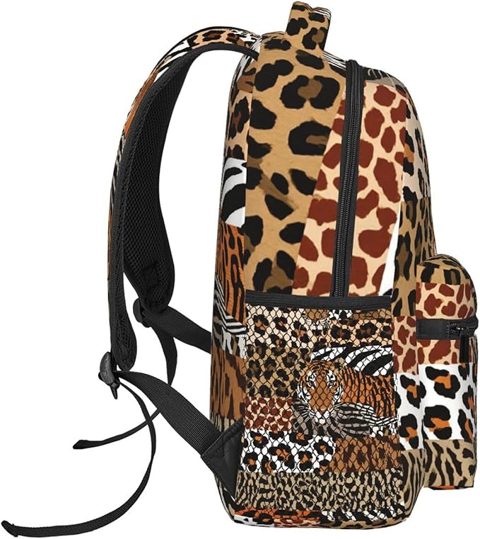 Adults Lightweight Leopard Print Animal Skin Patterns Shoulder Book Bags Big Capacity Shoulder Bag With Adjustable Shoulder Straps for Trekking Work Walking Cycling