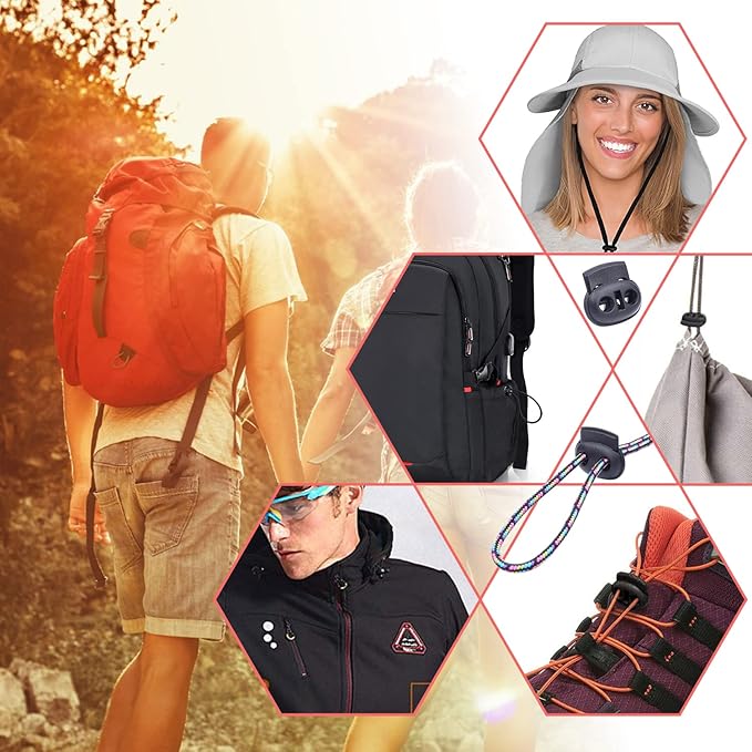 25 Pack Plastic Small Spring Cord Lock for Drawstring Replacement, Elastic Shoelaces Clip Double Hole Paracord Toggle Stopper for Sweatpants Flashlight Glove Hats Hoodie String Lock