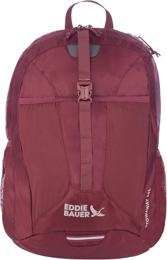 Eddie Bauer Stowaway Packable Backpack | Travel | Outdoor | Lightweight | Foldable | Durable | Ripstop Polyester | 30L - Black Cherry