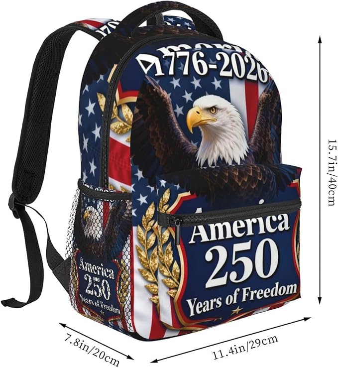 Adults Lightweight 250 Year American Anniversary USA Patriotic 4th of July Art Shoulder Book Bags Big Capacity Shoulder Bag With Adjustable Shoulder Straps for Trekking Work Walking Cycling