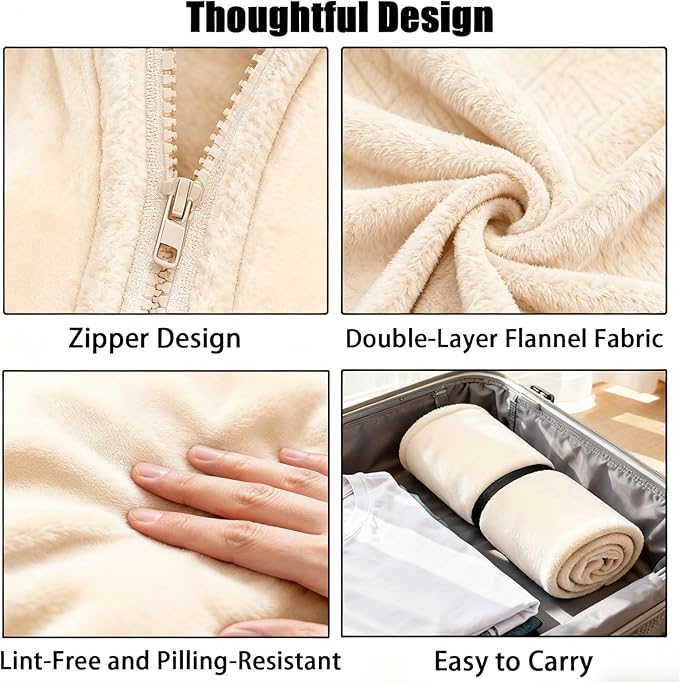 SNZ Cozy Wearable Blanket for Women & Men - 60"x33" Fleece Poncho, Warm Office Chair Lap Blanket, Travel, Camping & Home Wrap - Comfy Poncho Throw - Gift for Mom, Elderly