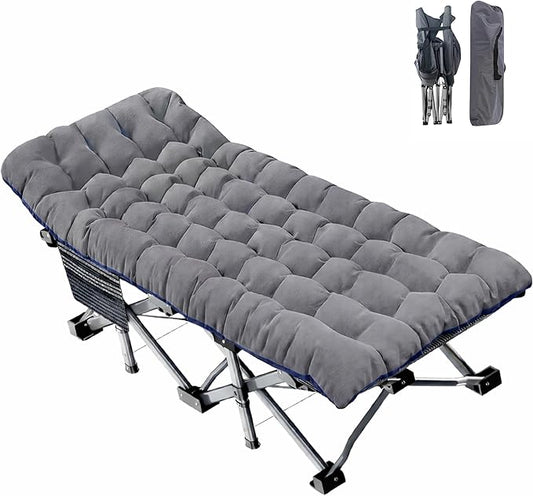 ABORON XXL Camping Cot for Adults, Oversized 78"×32" Folding Camping Bed, 900LBS Heavy Duty Outdoor Sleeping Cot with Mattress Pad, 1200D Oxford, Portable with Carry Bag