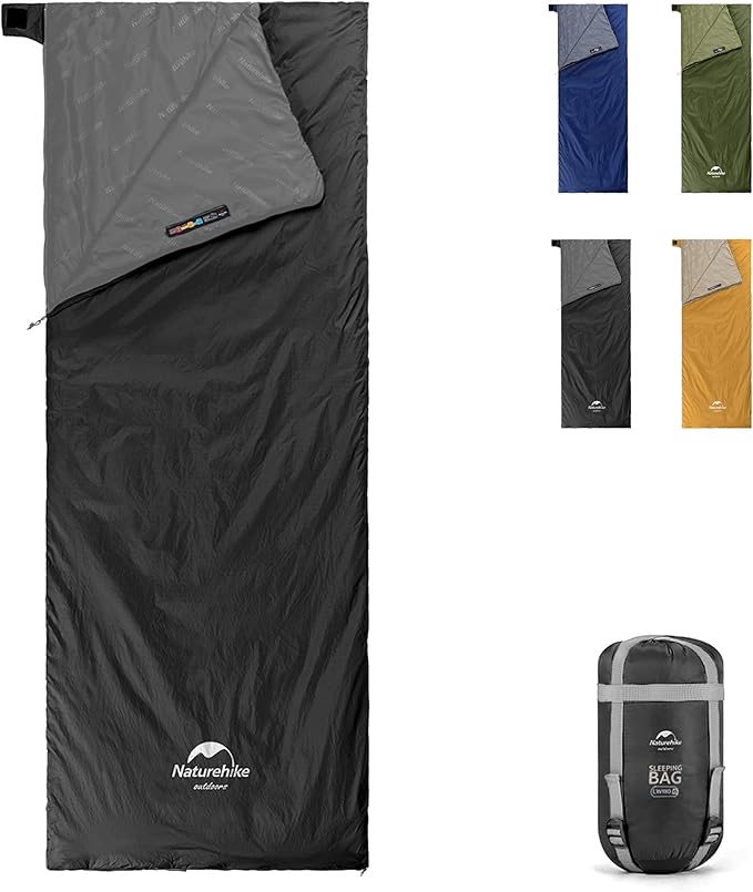 Naturehike Lightweight Compact Sleeping Bag, 59℉/32℉ Envelope Ultralight Backpacking Sleeping Bag Portable, Waterproof with Compression Sack for Cold&Warm, Camping, Traveling, Hiking