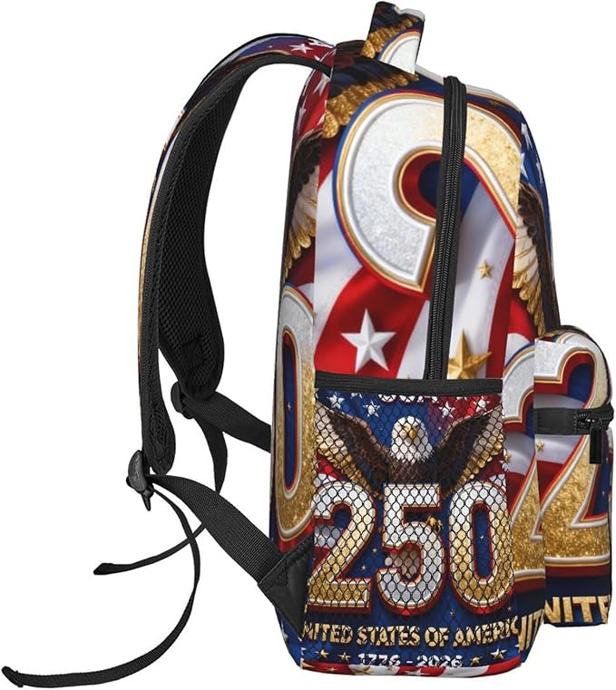 Daypack Lightweight Multipurpose Anti-Theft America 250th Anniversary USA Patriotic Freedom Art Shoulder Bag Large Capacity Laptop Book Bag Rucksack With Adjustable Shoulder Straps