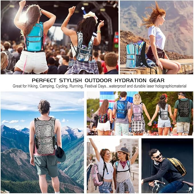 Hydration Backpack Pack, Water Backpack 20L Capacities Included 2L Hydration Bladder, Festival Essential - Rave Hydration Pack Hydropack Hydro for Hiking, Festival Gear