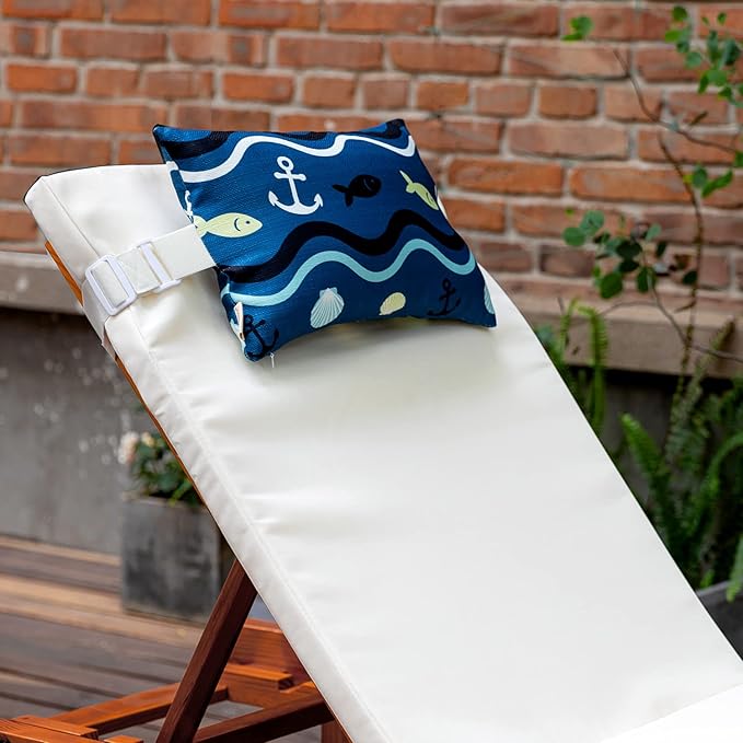 Outdoor Neck Pillow for Recliner,Patio Chaise Lounge Waterproof Headrest Pillow with Adjustable Elastic Stripe,Small Pillows Attachment for Office Chair,Car Seat Head or Lumbar, Navy Blue 2Pack