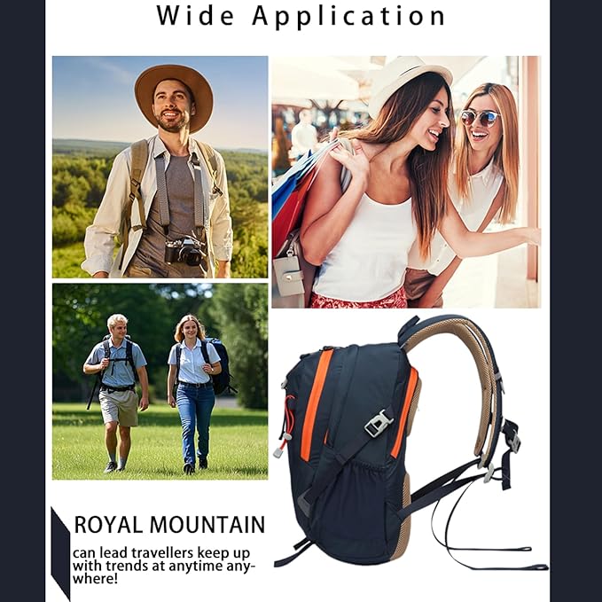 Hiking Backpack 30L Foldable Travel Daypack For Women Men,Camping Daypack Backpacks Lightweight,Durable Hiking Backpack Fit For Hiking,Daily Commuting,Short Trips.(With Rain-cover)