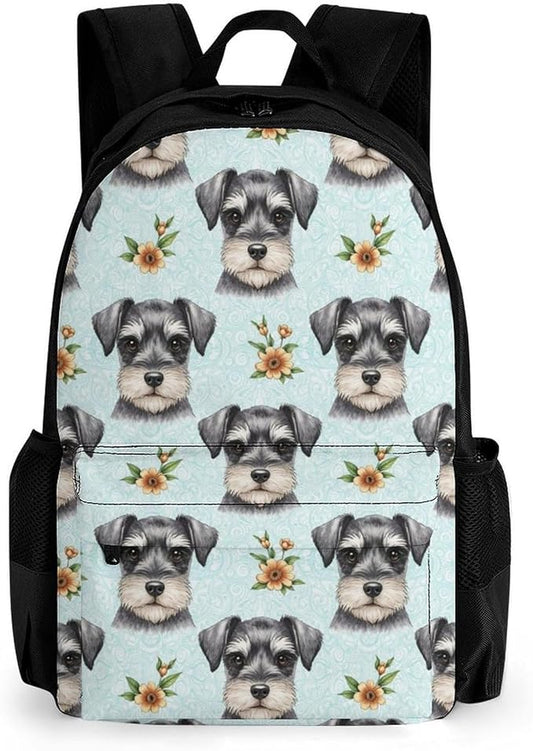 Shoulder Book Bags Anti-Theft Multipurpose Big Capacity Bookbag, Schnauzer Cute Dog Art Travel Hiking Backpack With Smooth Zippers
