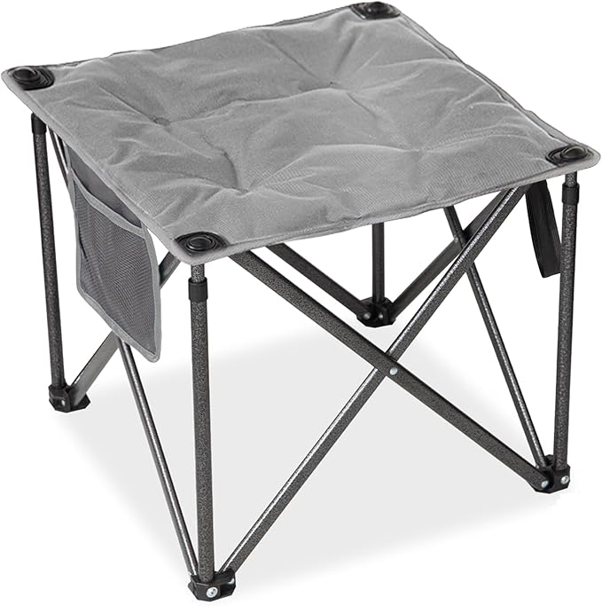 FUNDANGO Folding Camping Stool, 18.1 Inch Oversized Foot Rest 400 Lbs Heavy Duty Portable Padded Stools Seat Anti-Slip Foots & Carry Strap for Fishing Outdoor Lawn Travel (Grey)