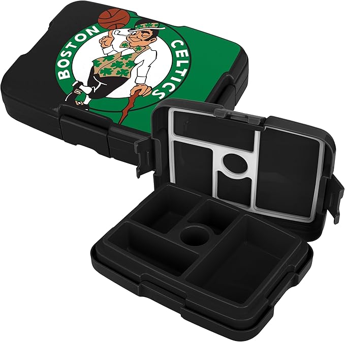 FOCO NBA Unisex-Adult Officially Licensed 2-Tone Big Logo Team Color Basketball Leak Proof 5 Compartment Bento Lunch Box - Boston Celtics