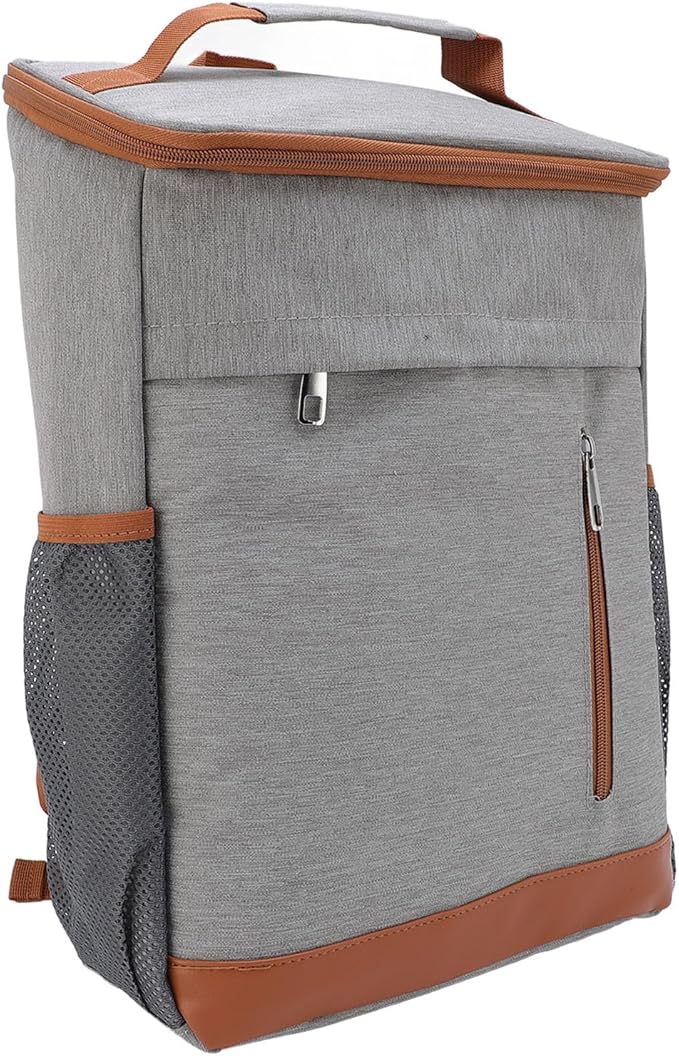 Dioche Cooler Backpack Cooler Backpack, Large Capacity, Leakproof, Multipocket Outdoor Picnic, Rainproof Design, Suitable for Beach Camping, Family Gatherings, Blue. (Gray with Orange)