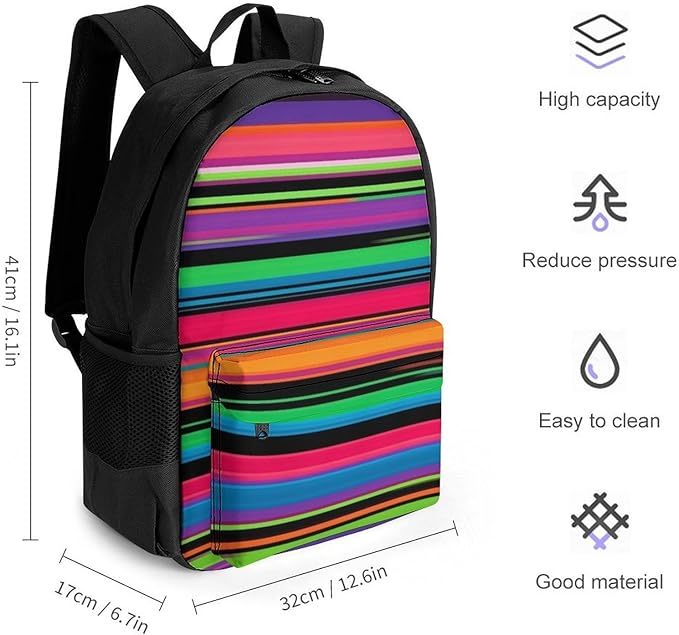 Supdreamc Lightweight Daypack Backpack for Sports Travel Running, Large Capacity Multipurpose Anti-Theft Bookbag, Mexican Blanket Stripes Laptop Backpack Daypack