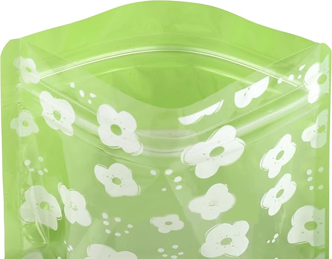 QQ Studio 100 PCS Clear Print Poly Plastic Color Empty Hangover Starter Kit with Resealable Zipper Seal Lock (Flower, 4.33 inch x 3.94 inch)