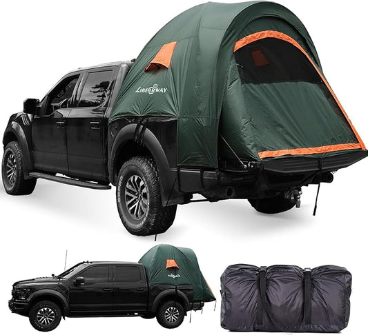 LIBERRWAY Truck Bed Tent for 2 Person, 6.4-6.7 FT Pickup Truck Tent with Waterproof Rainfly Oxford for Camping Travel Outdoor Chevy Silverado 1500 Dodge Ram 2500 Ford F-250 GMC Sierra 1500