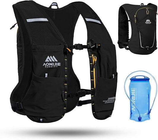 AONIJIE Running Hydration Vest for Men & Women, 8L Hydration Backpack, Multiple Pocket Designs for Water Bottles/Bladders, Lightweight Breathable for Hiking, Climbing, Marathon & Cycling