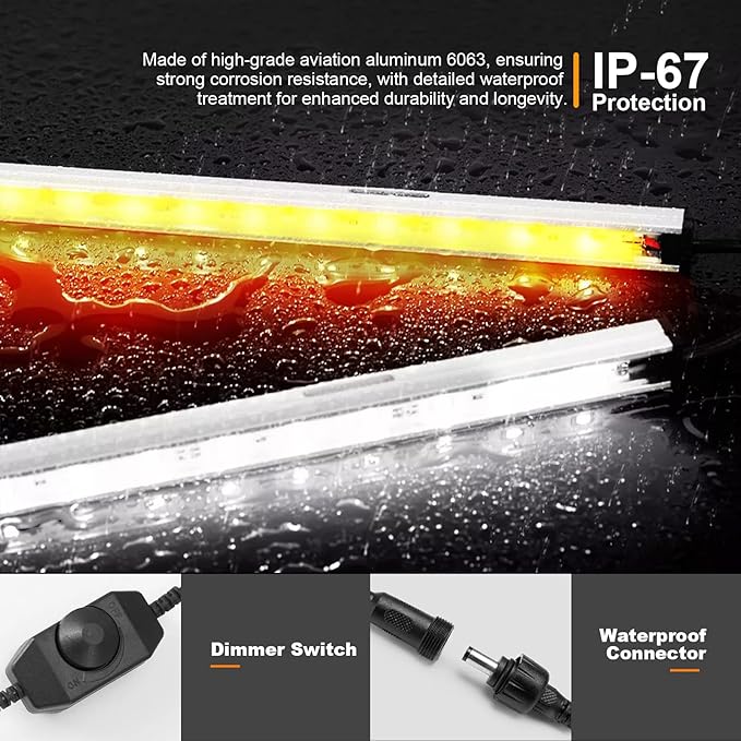 12V LED Light, Dimmable Camping Lights, Weatherproof IP67, Magnetic Mounting, All-in-One Portable Lighting for RV, Camping Tent Car Trailer Boat, White and Amber, 5 Pcs