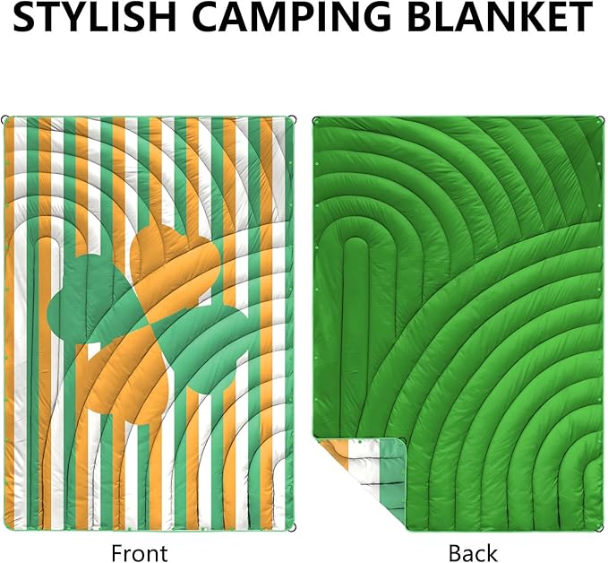 Camping Blanket,Puffy Printed Camp Blankets Lightweight Packable for Outdoor Camping,Traveling, Stadium, Hiking, Picnics